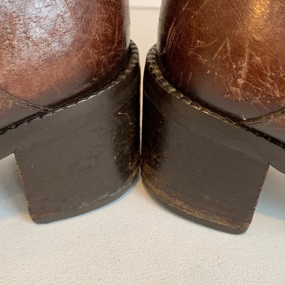 Vic Matie Women’s Size 38 Brown Leather 2.5” Block Heel Western Ankle Boots - Picture 7 of 15